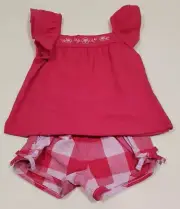 Baby Girl Carter's 2-Piece Flutter Top & Gingham Shorts Set 3 Months Pink