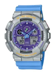 Casio G Shock Blue Digital And Analogue Watch GA100EU-8A2