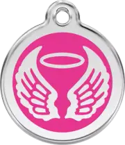 Red Dingo Enamel Angel Wings Tag -Hot Pink - Lifetime Guarantee - Cat, Dog, Pet