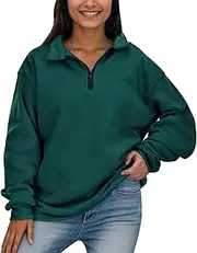 [Generic] Sweatshirts for Women Quarter Zipper Long Sleeve Basic Sweatshirts Pullover Sweater 2024 Fall Outfits with Pocket, Gn1-2, XX-Large