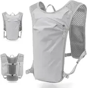 Lightweight Backpack Running Backpack for Men and Women, 6L Breathable Bike Rucksack for Cycling Hiking Outdoor Sports and Travel, Grey