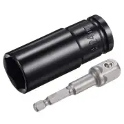 1/2" Drive 24mm Deep 6-Point Impact Socket 3" Length and 1/4" Hex Shank Adapter