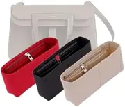 LinerLink Bag Organizer for Hermes Halzan 22 Bag(22L x 15H x 6.5D cm)|Handmade Custom Bag Insert|2mm Felt Bag Liner|Women Handbag Shaper (Beige, Style A: Exposure)