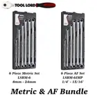 Ajax 6Pce Long Metric/AF Flat Double Ring Combo Spanner Set 8-24mm & 1/4-15/16"