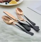 DINYWOW Rose Gold And Black Silverware, 20 Piece Set