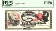 TIM PRUSMACK MONEY ART. $2 'LAZY DEUCE' PCGS GEM NEW 67 PPQ STUNNING!!!