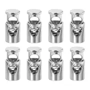 8Pcs Metal Cord Locks, 6mm Single Hole Toggle Spring Stop, Silver White