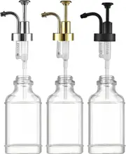 2 X Coffee Syrup Dispenser, 500 Ml Glass Syrup Dispenser, Transparent Coffee Syrup Dispenser, Glass Sets, Coffee Syrup Dispenser silver