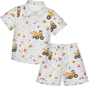 [Caihoyu] Big Boy Short Sleeve Button Down Tops + Shorts Set Toddler Boy Clothes Summer Outfit