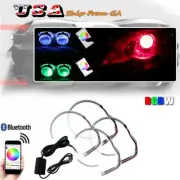 4x RGB LED Light Demon Eye Halo Ring Headlight Projector Lens Bluetooth Control (for: Honda)