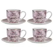 NEW Ashdene Chinoiserie Pink Teacup & Saucer Set 4pce