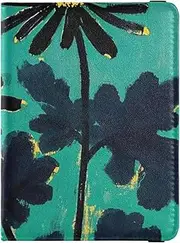 [Amooorous] Black Daisy Flower Leather decorative Passport Card Holder Cover Combo Wallet Combo Passport Holder Case Lightweight, black daisy flower, 1 size