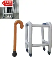 Auto-Plaza Inflatable Walking Stick & Zimmer Frame Blow up Toy Novelty Gag Joke