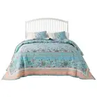 Barefoot Bungalow Audrey Jacobean Floral Print 3-Piece Bedspread Set Turquoise