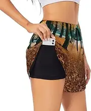 [GaxfjRu] Hello Autumn Print Women's Running Shorts High Waisted Running Shorts Pocket Sporty Gym Elastic Short