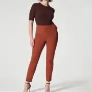 Spanx On-the-Go Ankle Slim Straight Pant 20365R Bronze Glow XS Extra Small