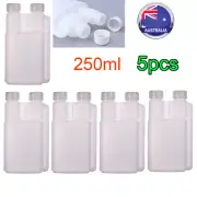 5X Plastic Twin Chamber Bottle Chemical Bottle Twin Neck Graduated Chamber 250ml