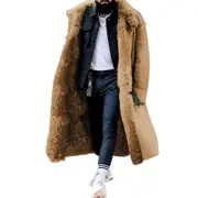 Men's Thick Fur Winter Jacket Mid Length Plus Size Design Outwear Ideal Gift For Extreme Winters Khaki L