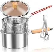 Fryer Pot,Tempura Frying Pot,Small Deep Fat Fryer,Deep Fryer Pot with Basket,Fish Frying Pot,Deep Fryer,Mini Deep Fryer Pot for Frying Fish Shrimp Chicken and Fries (Style 2)