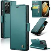 CaseMe Samsung Galaxy S21 Ultra 5G Folio Wallet Case Cover Side Closure G998 [Teal Green]