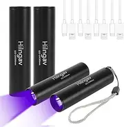 Hilngav 4 Pack Flashlight UV Black Light 365 NM 395 NM, Mini USB C LED Rechargeable Torch for Pet Dog Urine, Resin Curing, Fluorescent Agent, Stains Detection