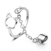 3PCS Copper Woman Fashion Jewelry Kitten Bell Simple Retro Open Ring Size Adjustable Ring