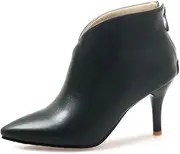 [JIEEME] Synthetic Fashion Pointed Toe Stiletto Zipper High Heel with 7 cm Ankle Casual Boots for Women Big Size T08-92