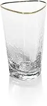 Zodax Aperitivo Triangular Stemware or Glassware - Clear with Gold Rim - Set of 4 Highball