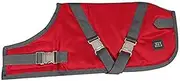 Zeez Waterproof Dog Coat, Ruby Red/Grey, Size 30