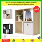 4 Cube Storage Shelf Display White/Oak/Black Bookshelf Organiser CupboardCabinet