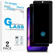 [2-Pack] PRIVACY Screen Protector for Google Pixel 8, Tempered Glass, Fingerprint Unlock, Case Friendly
