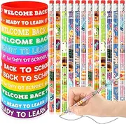 JUNEBRUSHS 48Pcs Welcome Back to School Party Favors Set, 24Pcs Pencils with 24Pcs Silicone Bracelets for Classroom First Day of School Party Reward Supplies