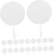 GLSTOY DIY Hand Fans 20pcs Graffiti Round Fan Blank Plastic Painting Craft Supplies for Boys and Girls