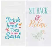 C&F 2 Piece Embroidered Beach Theme Kitchen Towels