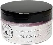 Little Brown Goose Raspberry and Vanilla Whipped Body Sugar Scrub 270g. 100% Vegan-Friendly, Natural Exfoliant Body Scrub for Smooth Skin, Non-Greasy, Mess-Free, Body Scrub Body Polish, Handmade in South Australia