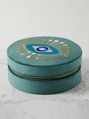 [L'Atelier Nawbar] L'Atelier Nawbar - Rebel Eye Large Embroidered Velvet Jewelry Box - Blue - One size One size Blue