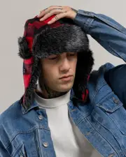 [Dexter] Dexter Men's Spotter Trapper Hat in Red/Black One Size Red/Black