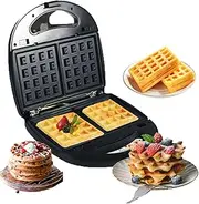 750W Waffle Maker Iron, Electric Sandwich Maker, Double Sided Heating, with 6 Different Sets of Baking Plates, Non-Stick Easy Clean Removable Plates, Dessert, Waffles, Sandwiches, Home Use