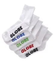 Globe Socks 5 Pack Stealth Crew White Size 7-11 Skateboard Sox