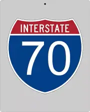 I-70 metal Interstate 11" x 14" sign - Indianapolis to St. Louis to KC to Denver
