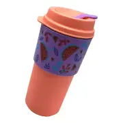 Tupperware Eco To Go Cup Travel Mug 16 oz Watermelon Purple Sleeve