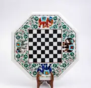 24'' White Marble Chess Table Top Pietra Dura Inlay Children Game Kids c5