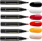 Nail Polish Pens - 6 Color Nail Polish Gel Pen | 5ML Polishey Nails Pens | 3 in 1 Gel Nail Polish Pen | One-Step Nail Gel Pen Soak Off UV LED Nail Varnish Nail Tools For Women Girls