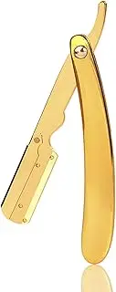 Mingzhe 1PC Traditional Manual Shaver Professional Straight Edge Stainless Steel Sharp Barber Razor Folding Shaving Knife Shave Beard for Men Barber Male Home Use Shaving Tools(Without Blade)