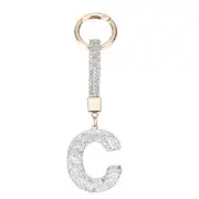 Bling Car Letter Charm, Car Rear View Mirror Charm Silver Initial Letter, C