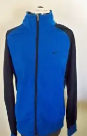 MEN'S GUYS NIKE FULL ZIPUP MOCK TURTLENECK HOODIE BLUE BLACK SLEEVES NEW $65 400