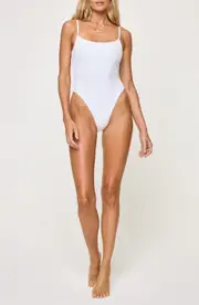 LSPACE Holly Embroidered One-Piece Swimsuit in White at Nordstrom, Size X-Small