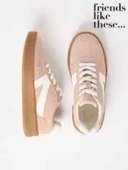 Friends Like These Light Pink Lace-Up Retro Gumsole Sports Trainers (AM0220) | $78