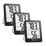 Digital Hygrometer Indoor Thermometer Room Thermometer with 5s 3 Pack Black