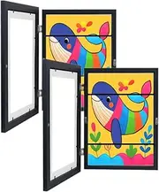 2 Pack Kids Art Frames, Artwork Picture Frames Changeable, Front Opening Picture Display Frames A4 Pcs, Artwork Display Storage Frames for Artworks Schoolwork Home Office Wall Hange (Black)